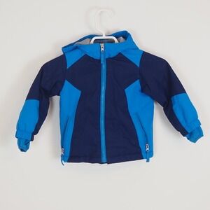 Lands End Boys Blue Navy Colorblock Hooded Winter Ski Jacket‎ Size 2T